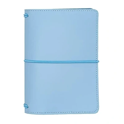 Image of Pukka Pad, Carpe Diem A6 Notebook Cover and Passport Holder 13 x 11 cm Features 4 Elastic Note Pad Holders, 2 Inside Pockets, Business Card Slot, Pen Sky Blue