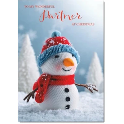Image of doodlecards Partner Christmas Card Snowman Large A4 Size for with Plain Envelope