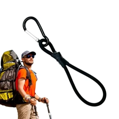 Image of Bungee Cords With Carabiner Clips Outdoor Elastic Rope Heavy Duty Tie Downs Straps for Adventure Camping
