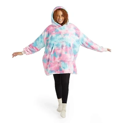 Image of Snug Tie Dye Oversized Hoodie Blanket Super Soft and Sized Cuddly Cosy Comfortable Warm Sweatshirt for Women Girls Men Boys