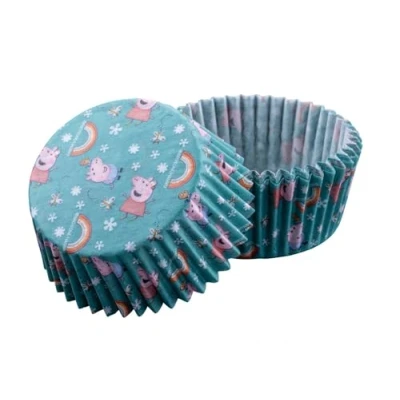 Image of Dr. Oetker Peppa Pig Paper Baking Cups Pack of 50 Heat Resistant Ideal for Cupcakes, Muffins and Other Treats Perfect Children&#039;s Birthday Parties Turquoise