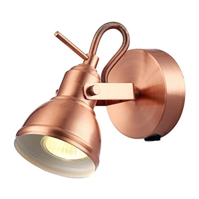 Image of Unique Industrial Designed Brushed Copper Switched Wall Spot Light by Happy Homewares