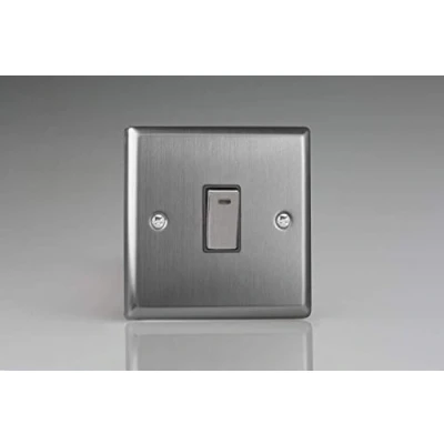 Image of Varilight XT20ND Classic Brushed Steel 1 Gang 20A Double Pole Switch + Neon Indicator