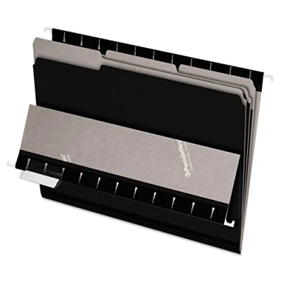Image of Pendaflex Interior File Folders, 1/3 Cut, Top Tab, Letter Size, Black 100 per Box (4210 BLA)