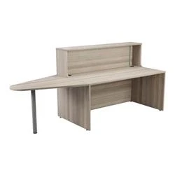 Image of Office Hippo Reception Desk Unit With Extension, Table, Office, Grey Oak, 240 x 89 116.5