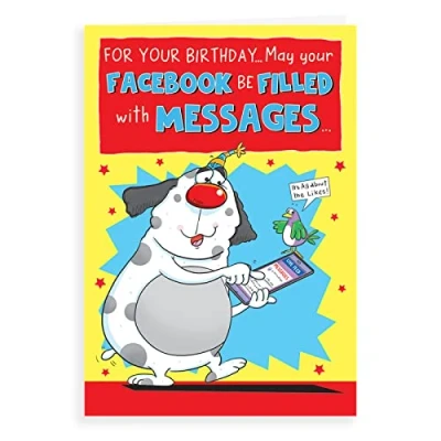 Image of Regal Publishing Humour Funny Birthday Card Facebook messages 7 x 5 inches