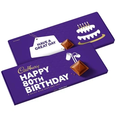 Image of Cadbury Dairy Milk Happy 80th Birthday Gift Chocolate Bar Extra Large 850g