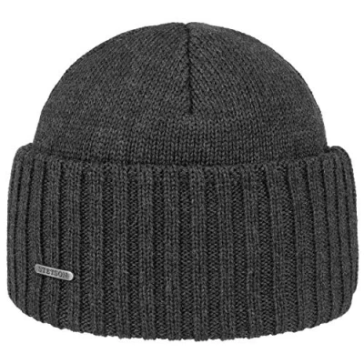 Image of Stetson Northport Winter hat Made of Merino Wool Cap in Italy Seaman&#039;s for Women/Men Fall/Winter Anthracite One Size