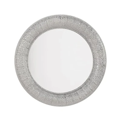 Image of Beliani Modern Home Round Silver Mirror Wall Mounted Entryway Living Room Channay
