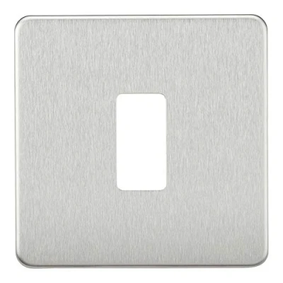 Image of KnightsBridge Screwless 1G grid faceplate brushed chrome