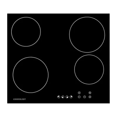 Image of Cookology TCH601 60cm Electric Ceramic Hob Cooktop with 4 Cooking Zones, Built In Worktop Touch Controls and Timer, 9 Heat Levels Child Lock Black