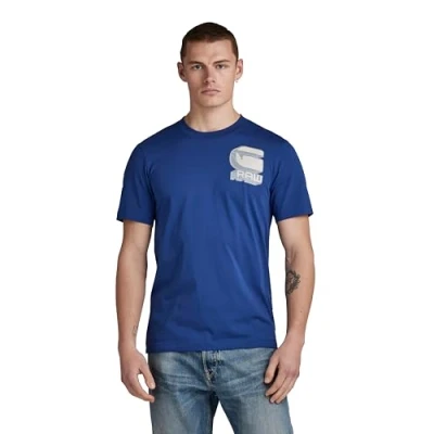 Image of G STAR RAW Men&#039;s Shadow Graphic Slim T Shirt, blue (ballpen D23901 336 1822), L