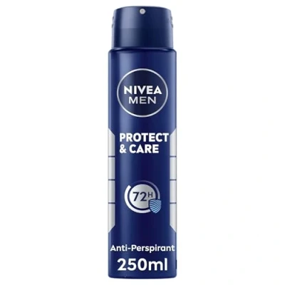 Image of NIVEA MEN Protect &amp; Care Anti Perspirant Deodorant Spray Non Irritating Men&#039;s 48h Protection Quick Dry Formula 0% Ethyl Alcohol All Skin Types Pack 250 ml x 6