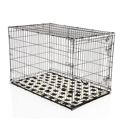 Image of Dog Cage 48&quot; Black With Tailored Vet Bedding by Cozy Pet Metal Tray Folding Puppy Crate Cat Carrier Crate. (We do not ship to Channel Islands or IOW.)