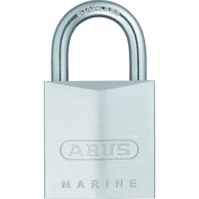 Image of ABUS Marine padlock 75IB/50 weatherproof brass lock body with nickel pearl coating security level 7 silver
