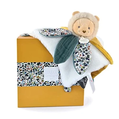 Image of Doudou et Compagnie Boh&#039;aime DC4025 Cuddly Toy Petal Lion Yellow 27 cm Gift Birth Beautiful Box