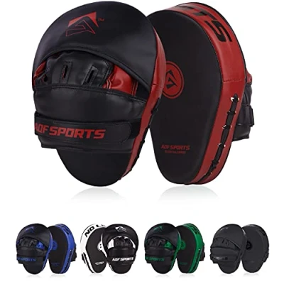 Image of AQF Boxing Pads Hook and jab Mitts Target Punching Focus for MMA Kickboxing Muay Thai Training (Black &amp; Red)