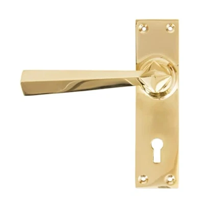 Image of From the Anvil Polished Brass Straight Lever Lock Set