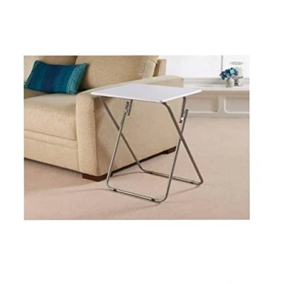 Image of Space Saving Table Reliable Folding Legs Picnic Garden Patio Bbq Party Home Furniture Office Compact Desk Study with Metal (White)