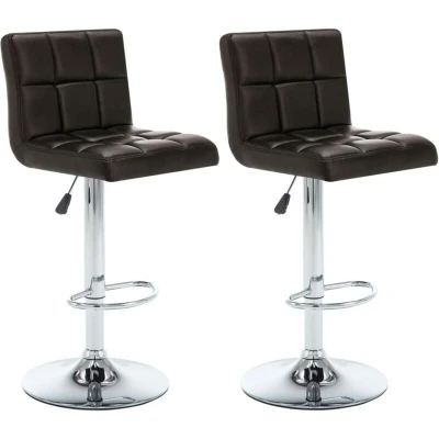 Image of vidaXL Bar Stools 2 pcs Brown Faux Leather