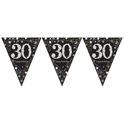 Image of (PKT) Adult Gold Celebration 30th Plastic Pennant Bunting