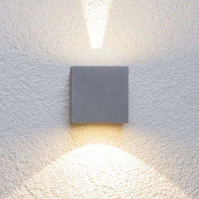 Image of Lucande LED outdoor wall light Jarno, 9 cm, silver, aluminium