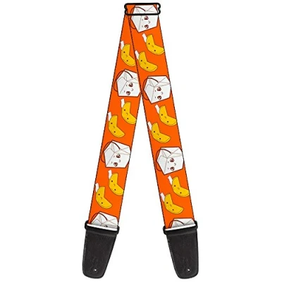 Image of Buckle Down Guitar Strap Take Out Fortune Cookies Orange 2 Inches Wide