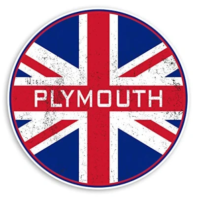 Image of 2 x 10cm Plymouth England Vinyl Stickers UK Flag Sticker Luggage #20619 (10cm Wide)