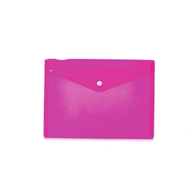 Image of HERMA 20058 Document Wallet A5 Transparent Pink Small Pockets Envelope with Press Stud Closure Plastic for School, University, Office, Travel