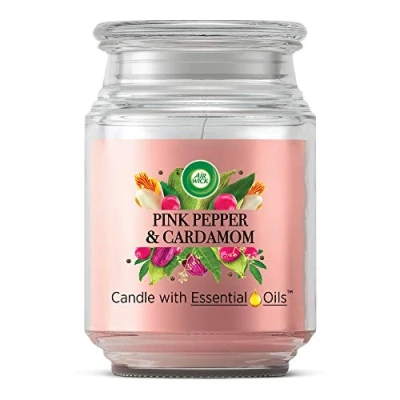 Image of Air Wick Jar Candle with Essential Oils, Pink Pepper and Cardamom, 480g