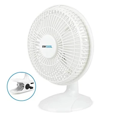 Image of STAYCOOL 6 inch / 15cm 2 in 1 Small Desk/Clip On Cooling Fan Speed Settings Adjustable Vertical Tilt 16W Quiet Electric Motor F1005WH White