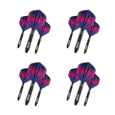 Image of RED DRAGON Dart Flight and Stems Combo Rainbow 4 sets of Standard Flights Medium Nitrotech Per Pack