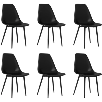 Image of vidaXL Dining Chairs 6 pcs Black PP