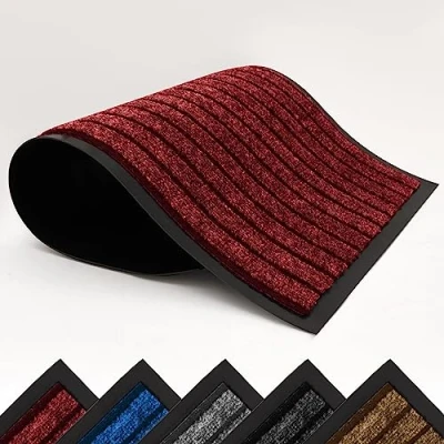 Image of AMEHA Door Mat 50x80 Cm, Dirt Trapper for Indoor and Outdoor Mats Indoor, Washable Barrier Mat, Heavy Duty Non Slip Entrance Rug, Shoes Scraper,Super Absorbent Front Carpet,Red