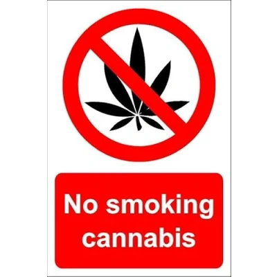 Image of No smoking cannabis 1mm flexible Plastic sign (300mm x 200mm)
