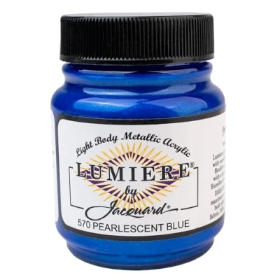 Image of Jacquard Products 2.25 oz Lumiere Metallic Acrylic Paint, Pearlescent Blue
