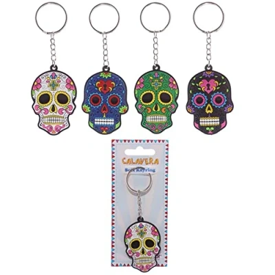Image of Egg n Chips London Fun Novelty Day of the Dead Skull PVC Keyring