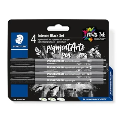 Image of STAEDTLER 37 BK4 99 Pigment Arts Intense Black Set Assorted Nibs (Pack of 4)