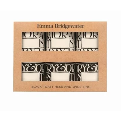 Image of Elite Gift Boxes Emma Bridgewater Black Toast Set of 6 Spice Tins 69 (d) x 73mm