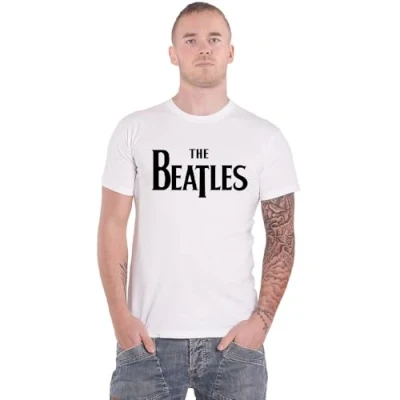 Image of The Beatles Men&#039;s Drop T Short Sleeve Shirt, White, Small