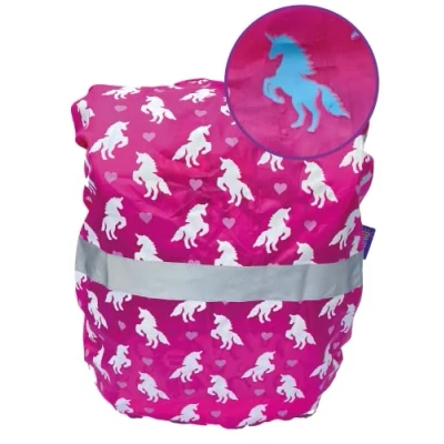 Image of HECKBO Magic Satchel Backpack Rain Cover for Kids Changes Colour in Unicorn Horse Reflective Stripes Waterproof School Bag Protection Water Repellent Universal