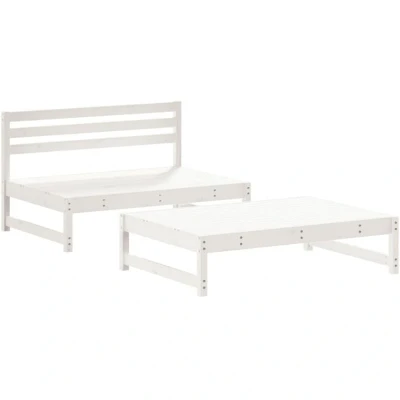 Image of vidaXL 2 Piece Garden Lounge Set White Solid Wood Pine