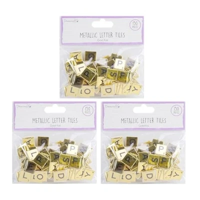 Image of Dovecraft Essentials Metallic Letter Tiles 3 Pack (Gold)