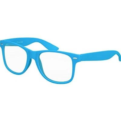 Image of Balinco Nerd Sunglasses With Clear Lenses Matte Rubber Retro Vintage Unisex Glasses Spring Hinge (Light Blue)