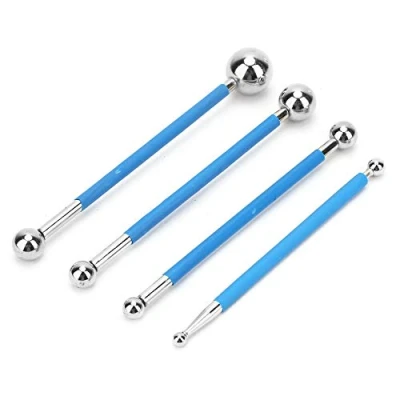 Image of Caulking Tool Kit, 4Pcs Metal Ball Tile Caulk Finishing Tools,Tile Floor Joint Repair Edge Tool, Tools for Bathroom/Kitchen/DIY