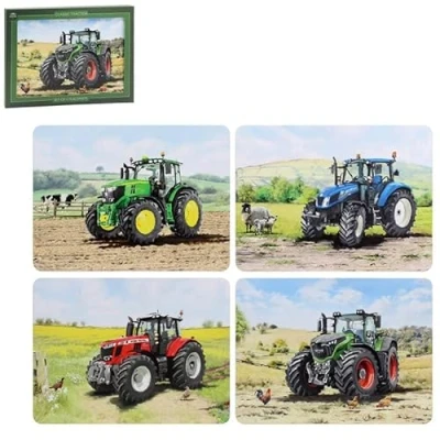 Image of The Leonardo Collection Tractors Table Place Mats Set of 4 Non Slip Washable For Dining Easy to Clean and Mantain Printed Designer Placemats