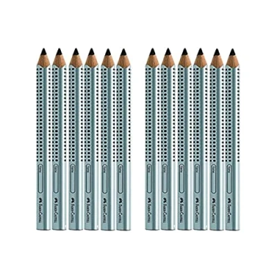 Image of Faber Castell Jumbo Grip Pencils, Silver, Pack of 12