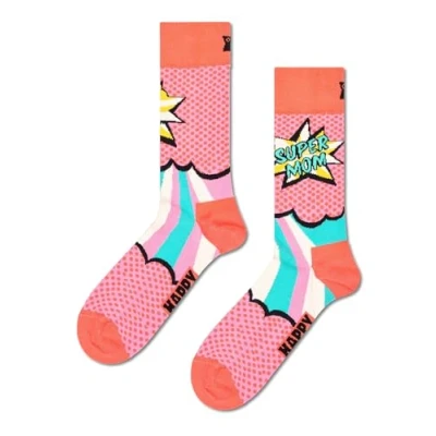 Image of Women&#039;s 1 Pair Happy Socks Super Mom Light Pink 7.5 11.5 Unisex