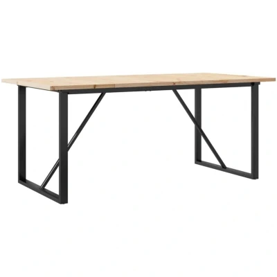 Image of vidaXL Dining Table O Frame 180x90x75.5 cm Solid Wood Pine and Steel