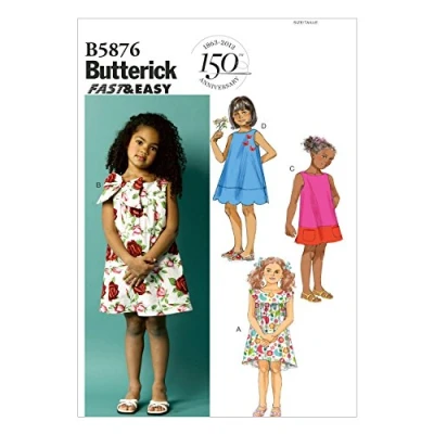 Image of Butterick Patterns B5876 Size CCB 1 2 3 4 Toddlers&#039; Children&#039;s Dress, White